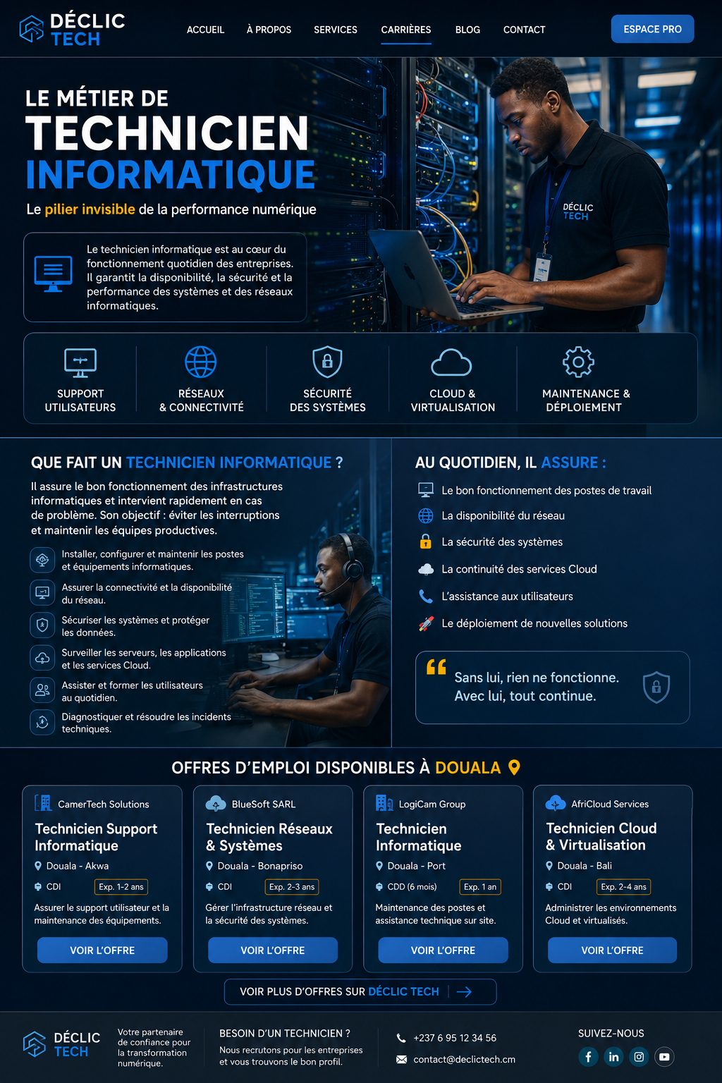 Métier de technicien informatique à Douala